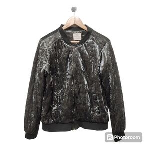 Jade & Ivory Green Shiny Bomber Jacket Size L